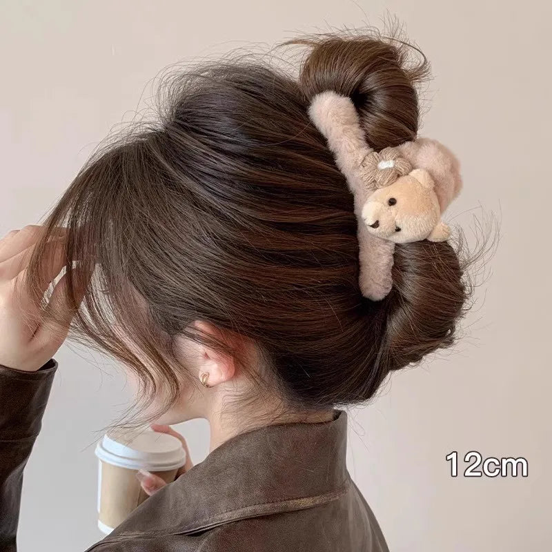 Kawaii Winter Plush Hair Claw 🐰✨ | Adorable Hair Clip for Women & Girls 💖 | Trendy Hair Accessories for Cozy Styles