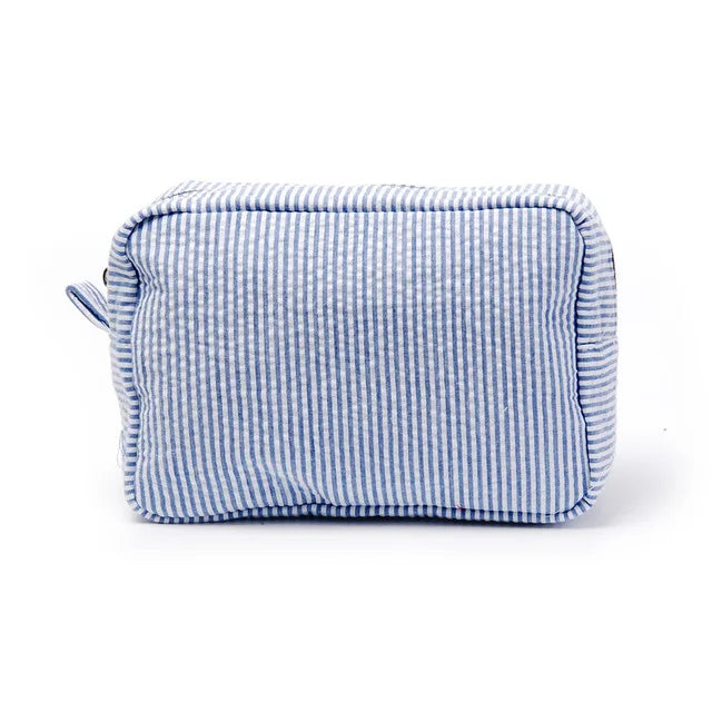 Kawaii Personalized Seersucker Makeup Bag 🎀✨ | Custom Embroidered Name | Cute Bridesmaid Gift 💖💄