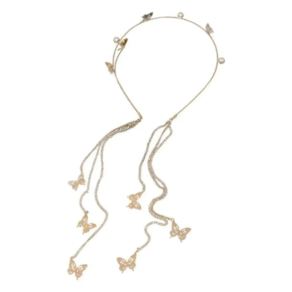 Kawaii Crystal Butterfly Tiara Headband 🌸✨ – Adorned with Rhinestones & Pearls for Girls' Fashion Magic! 🦋💖