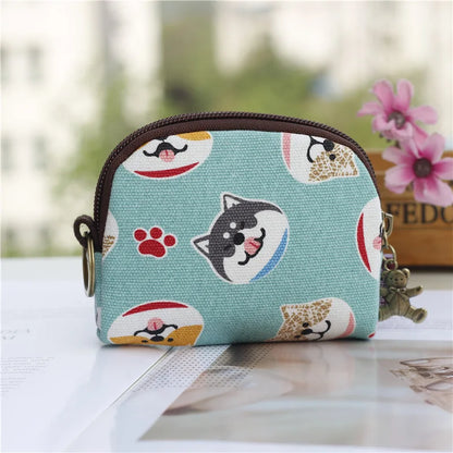 Kawaii Canvas Cartoon Keychain Wallet 🌈✨ | Adorable Mini Card & Coin Purse for Kids & Ladies 💖👜
