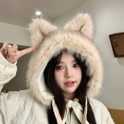 Cozy Winter Beanie For Women Spicy Girl Style Cat Balaclava Hat ❄️🐱 Warmth