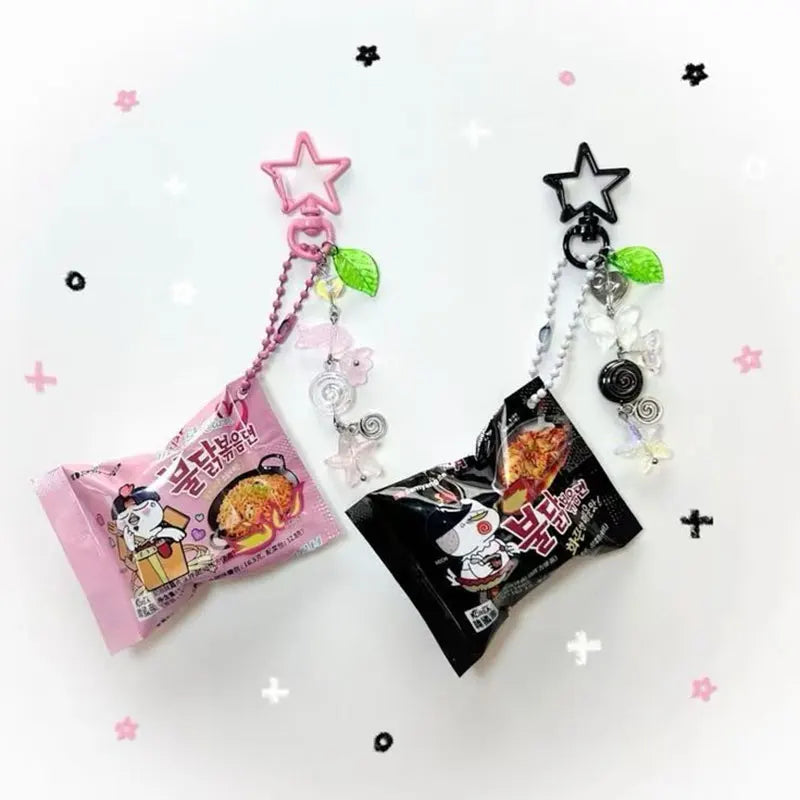 Handmade Resin Korean Snack Keychain Pendant Beaded Plant Design 🍡🎀