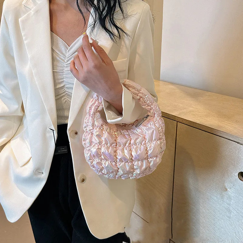 Kawaii Pleated Cloud Mini Handbag 🌈✨ | Adorable Soft Nylon Tote Bag for Trendy Women 💖🌟