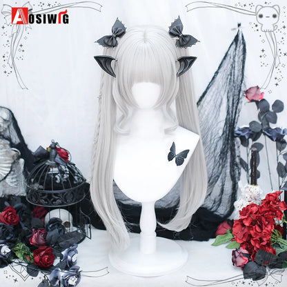 Cute Ombre Blonde & Black Double Ponytail Lolita Wig 🎀✨ - Kawaii Cosplay Hair with Bangs for Harajuku Style! 💖👸