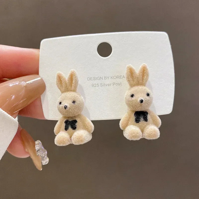 🐰 Fluffy Bunny Ear Bling ✨ Adorable Studs for Trendy Girls 🎈