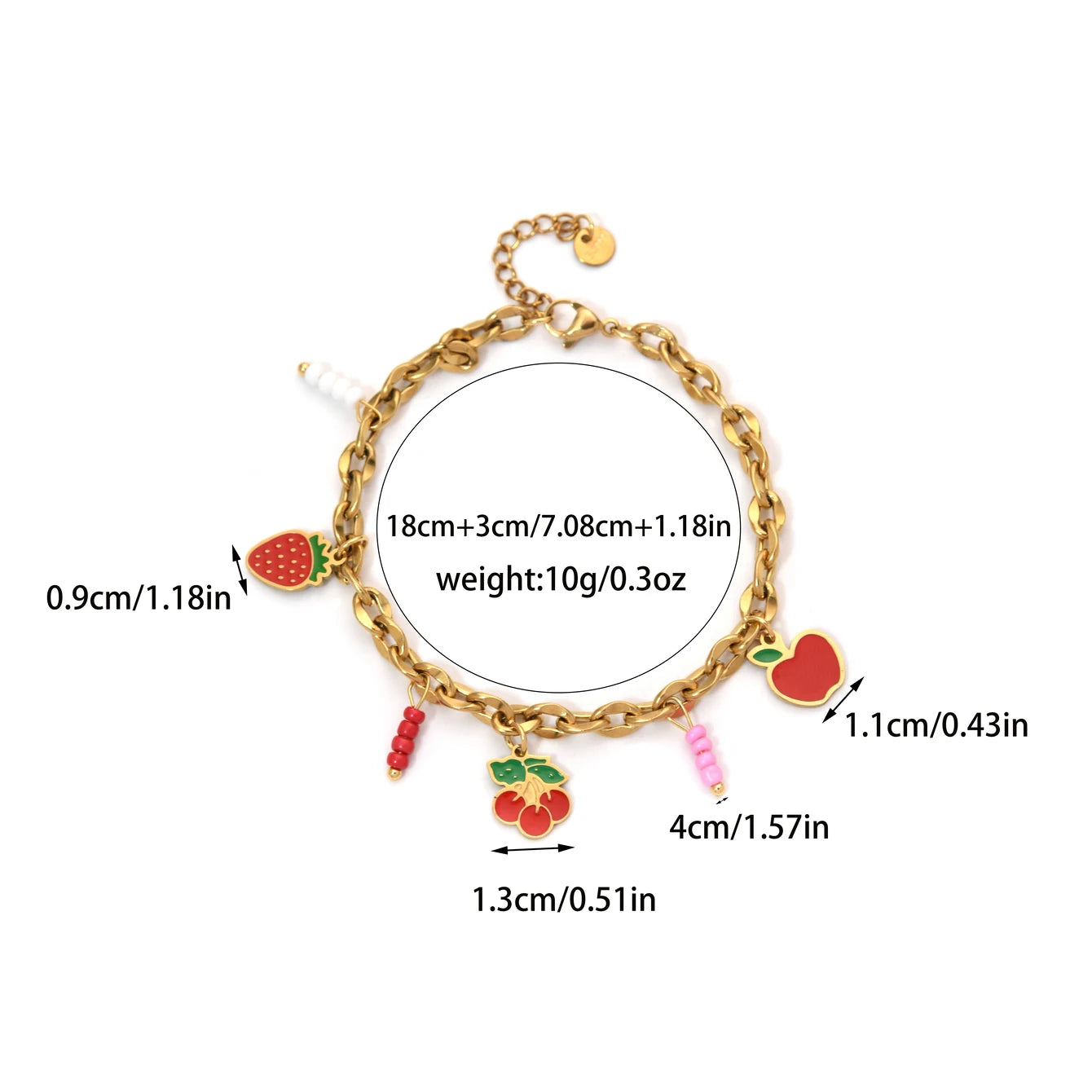 Sweet Charm Bracelet Strawberry Apple Cherry Natural Stone Pendant Jewelry Cute Accessory Girls Gift Party 🍓🍎🍒