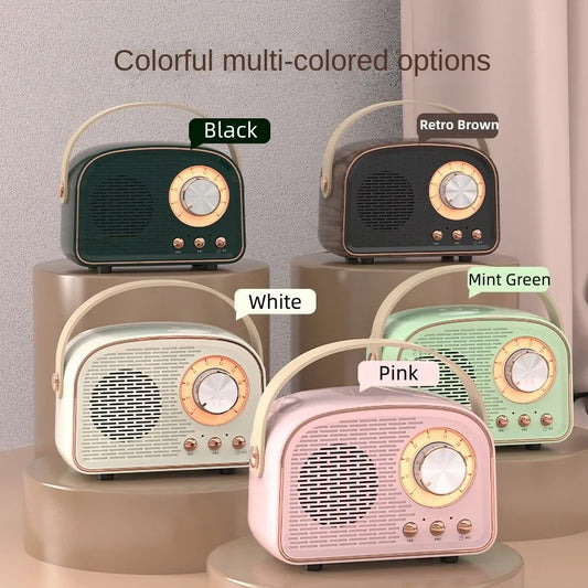 ✨ Kawaii Retro Mini Bluetooth Speaker 🎶 Cute Portable Music Player with Subwoofer & FM Radio 🌈 Perfect Home Decor & Gift Idea!