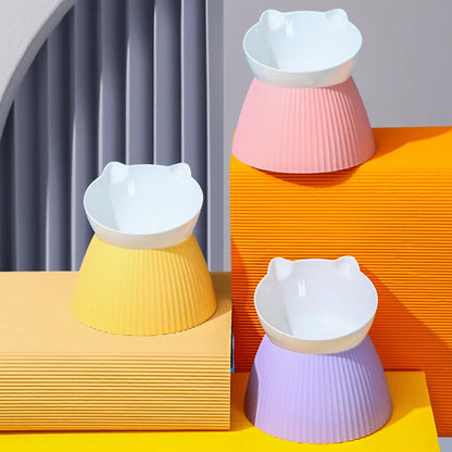 Kawaii Cat Bowl Set 🐾✨ | 15° Tilted Elevated Feeder Stand for Comfy Dining 🐱💖