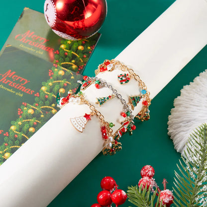 Whimsical Christmas Bracelet With Santa Snowman Star Pendant Jewelry Adjustable🎄