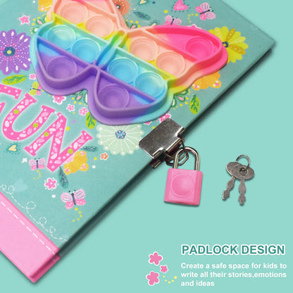 Kawaii Pop Girls Secret Diary with Lock & Colorful Double-end Pen 📝✨ | 160 Lined Pages of Fun!