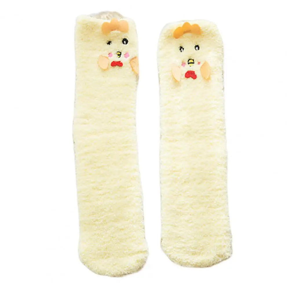 Kawaii Cozy Critter Socks 🐾🧦 | Fuzzy Fluffy Coral Fleece for Adults | Cute Cat, Rabbit, Alpaca & Giraffe Designs for Winter Warmth ❄️✨