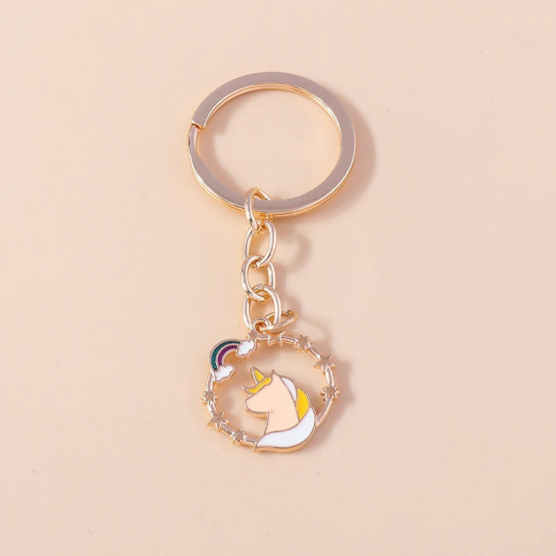 Kawaii Unicorn Castle Keychain 🦄✨ Cute Enamel Pendant for Girls & Women - Perfect DIY Handbag Accessory & Gift! 🎁🌈