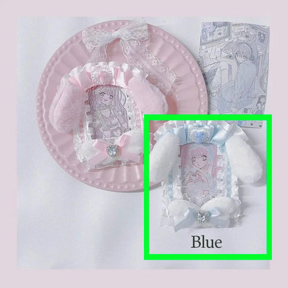 Pink Plush Card Holder With Angel Wings 💗🪽 Ita Bag Charm Photo Case