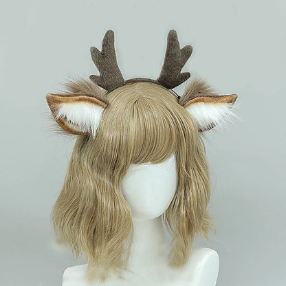 Cute Plush Antler Headband Lolita Deer Ears Cosplay Accessory For Women 🦌🎀
