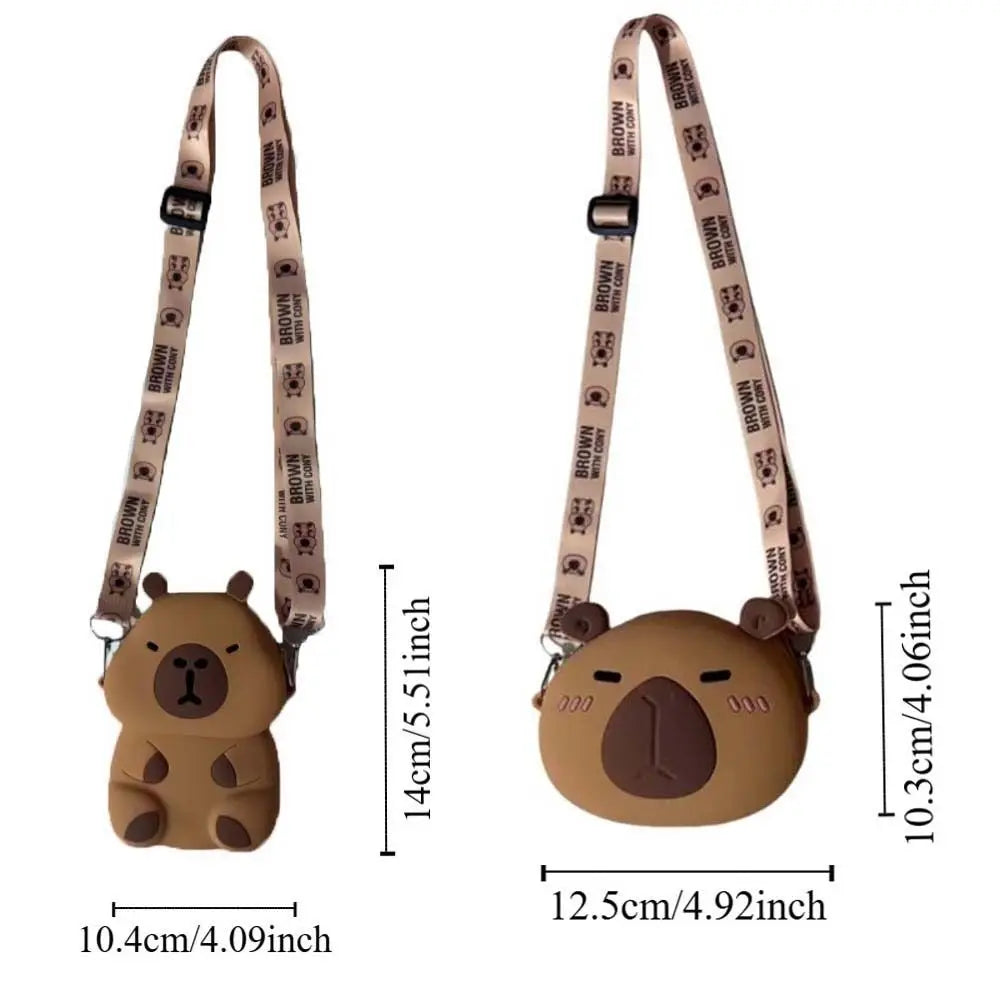 Kawaii Capybara Silica Gel Crossbody Bag 🐾✨ - Adorable Waterproof Purse with Adjustable Straps!