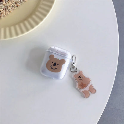 ✨ Cute Bear AirPods Case 🐻 - Soft Silicone Cover with Keychain for All Models! 🎧💖 - Pixie Quill