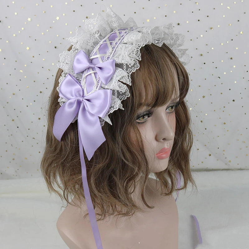 Kawaii Lace Flower Hair Hoop 🌸✨ Plush Anime Maid Headband with Bell & Tassels for Cute Cosplay Girls 🎀💖