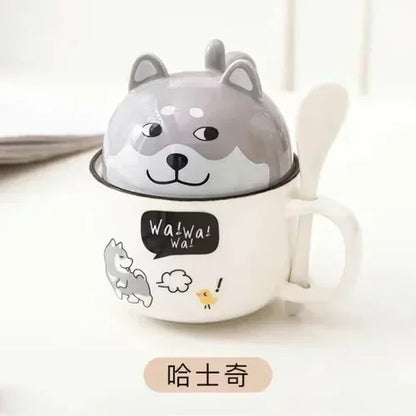 Adorable Kawaii Animal Mug with Lid 🐶🐱✨