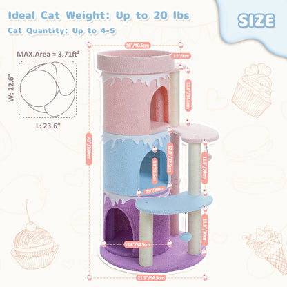 Four Tier Cat Tree For Large Cats With Large Top Perch And Sisal Scratching Posts Indoor Playhouse 🐾🐱