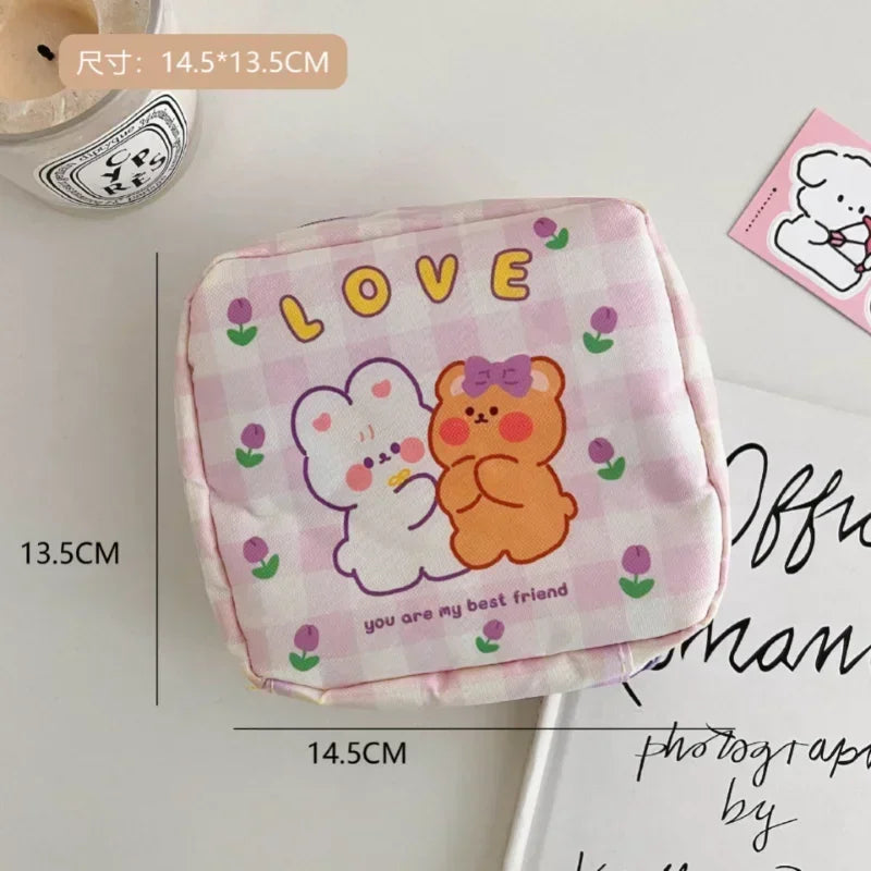 Kawaii Cartoon Cosmetic Pouch 🎀 | Mini Organizer for Makeup, Lipstick & Travel Essentials ✨