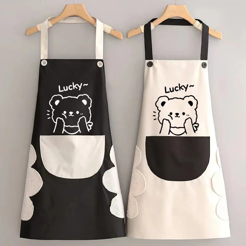 Cute Cartoon Apron for Couples Household Kitchen Catering Waterproof Sleeveless Home Cook Apron Cook Wear Smock - Pixie Quill