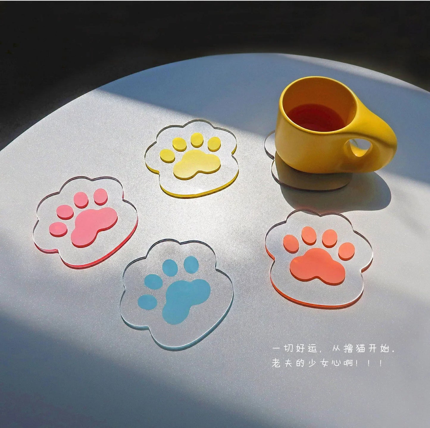 Kawaii Cat Paw Coaster 🌈 | Cute Acrylic Heat Insulated Cup Holder 🐾 | Adorable Home & Kitchen Decor!