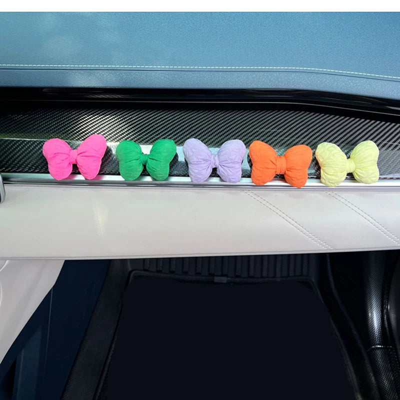 Kawaii Puff Bow Car Decor 🎀✨ | Adorable Light Luxury Fabric Accessories for Your Auto Interior! 🚗💕