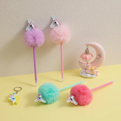 Kawaii Cartoon Unicorn Hair Ball Pen 🦄✨ | Adorable Creative Writing Tool for Students 🎉 | Perfect Children's Stationery Gift! 🎁✏️