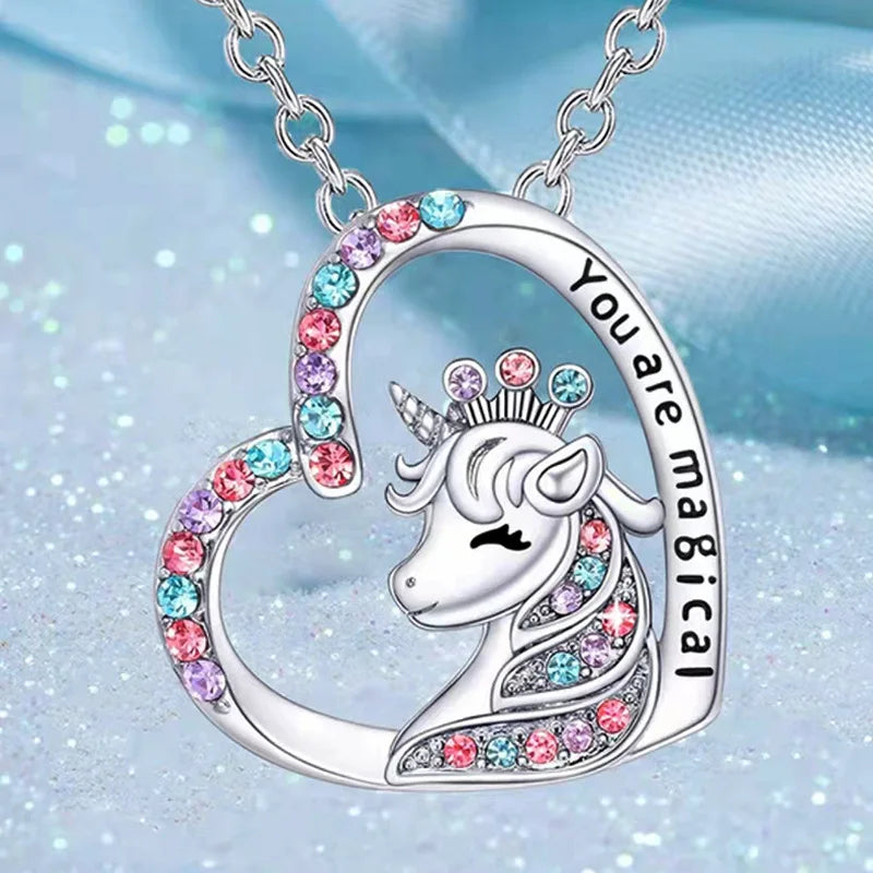 ✨ Kawaii Unicorn Initial Necklace 🦄 - Magical Horse Pendant for Girls 🎉 Perfect Birthday Gift! 🌈