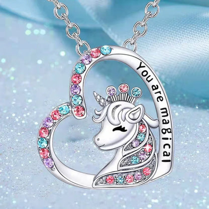 ✨ Kawaii Unicorn Initial Necklace 🦄 - Magical Horse Pendant for Girls 🎉 Perfect Birthday Gift! 🌈