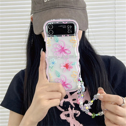 🌸 Whimsical Floral Charm Bracelet Case for Samsung Galaxy Z Flip 6/5/4/3 💖✨