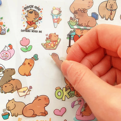 ✨ Adorable Capybara Sticker Set 🌟 Cute School Supplies & Diary Decor 🐾 Perfect for Scrapbooking & Sketchbooks! 📚💕 - Pixie Quill