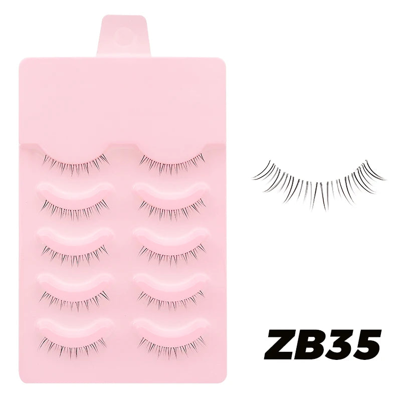 Pastel Little Devil Anime Lashes 5 Pairs Clear Band Full Strip For Natural Daily Manga Style Eyelashes 😈👁️✨