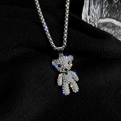 Kawaii Crystal Bear Pendant Necklace 🐻✨ - Adorable Bead Chain Jewelry for Women, Perfect Birthday Party Gift! 🎉💖