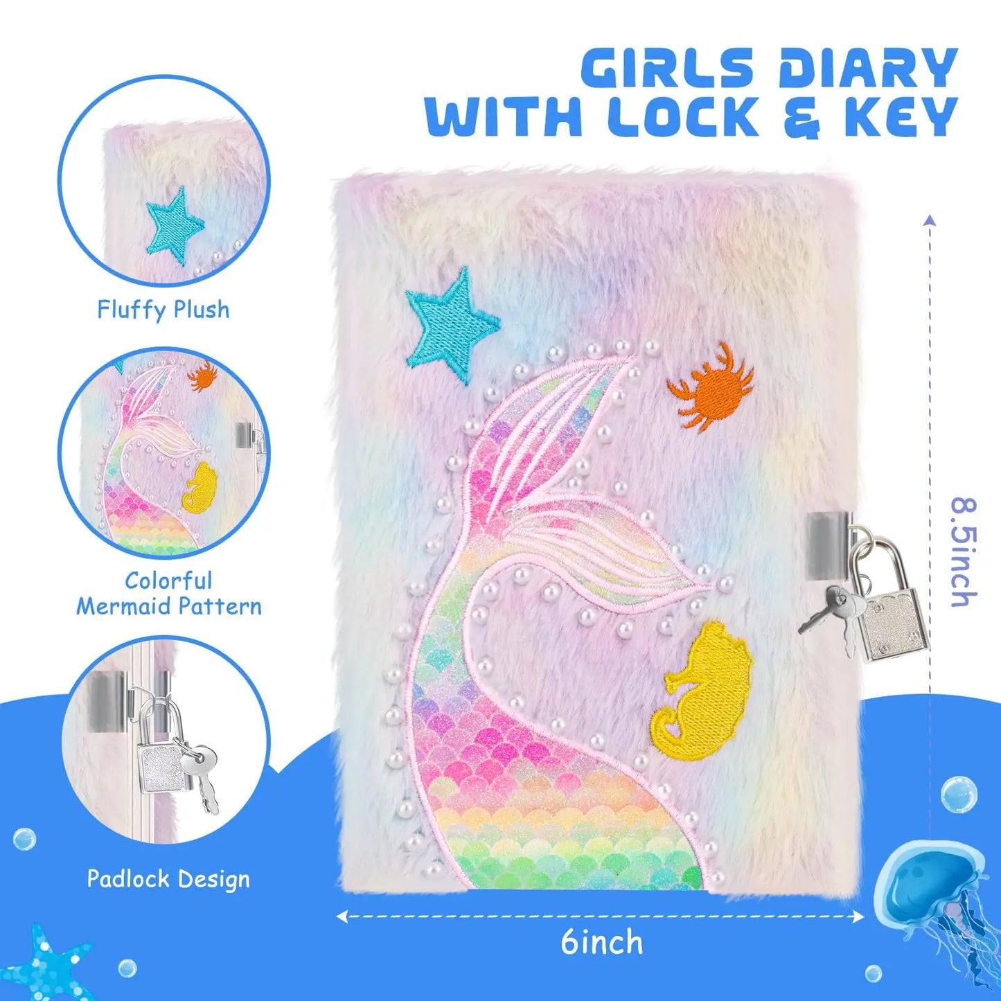 Kawaii Plush Secret Diary with Lock & Pen 🐾✨ Cute Cat Notebook for Girls - Perfect Christmas Gift! 🎁💖