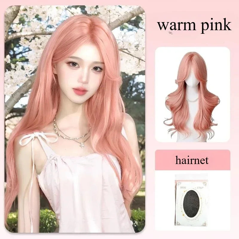 Kawaii Pink Wavy Wig 🌸✨ | Dreamy Synthetic Cosplay Hair for School & Daily Fun! 🎀