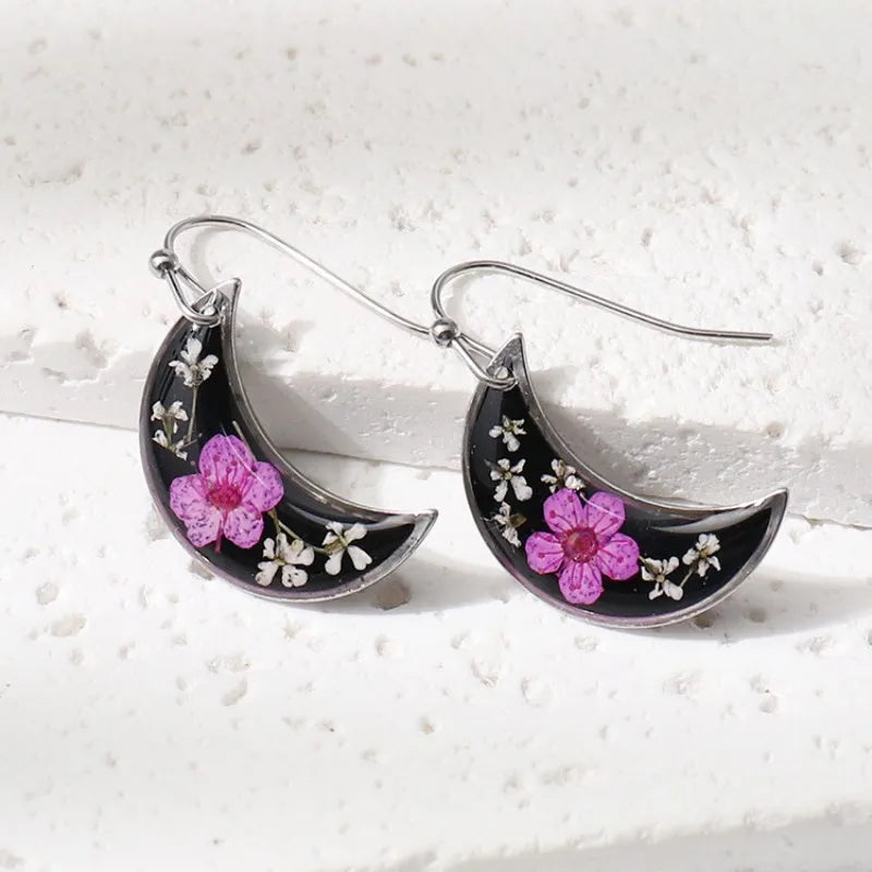 Elegant Pressed Flower Earrings For Women Natural Blue Floral Drop Earrings Handmake Epoxy Resin Plant Earring Jewelry Wholesale
