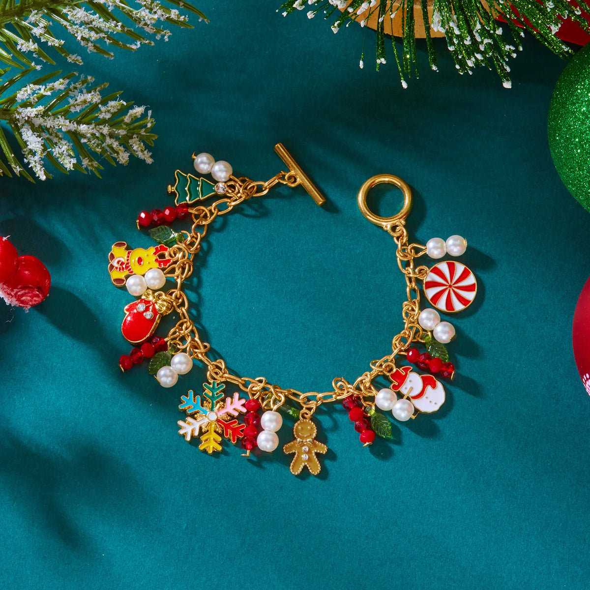 Whimsical Christmas Charm Bracelet For Women Santa Snowman Bell Chain 🎄⛄🎁