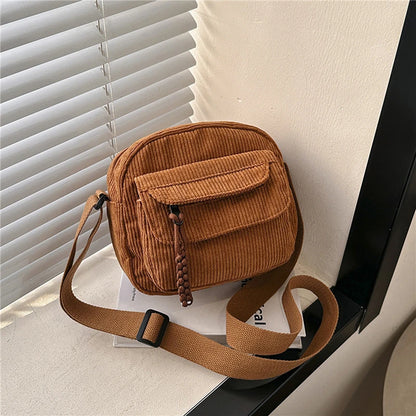 🎀 Adorable Corduroy Crossbody Cutie 👜✨ Small Square Shoulder Bag for Trendy Adventures 🎉 - Pixie Quill