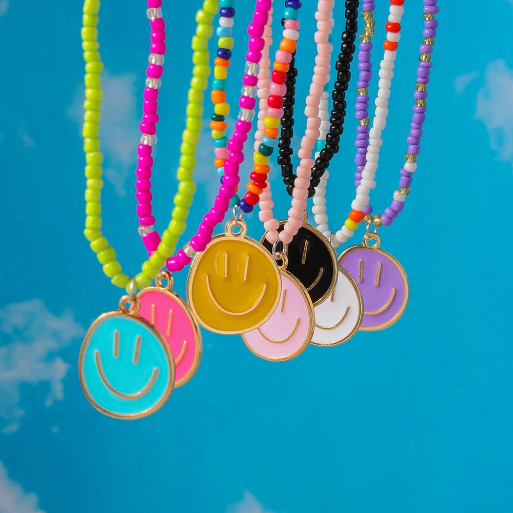 Kawaii Irregular Round Smile Face Necklace 🌈✨ - Perfect Gift for BFFs & Kids! 🎁💖