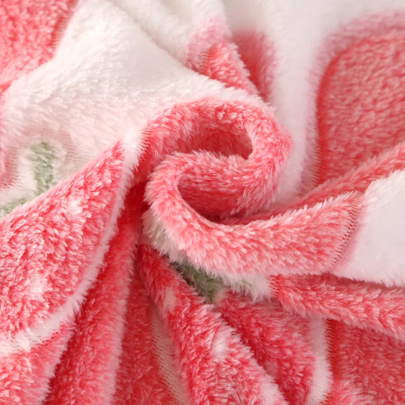 🌸🍓 Adorable Pink Strawberry Rabbit Throw Blanket for Cozy Cuddles! 🐰✨ - Pixie Quill