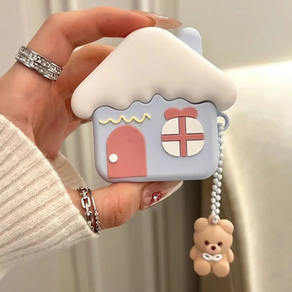 Adorable Bear Snow House AirPods Pro Case ❄️🐻 Fun & Protective Silicone Cover for Bluetooth Earbuds! 🎧✨ - Pixie Quill