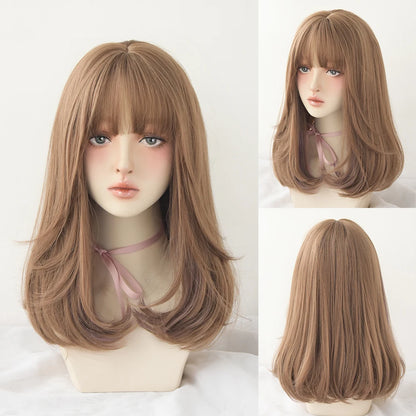 Kawaii Blonde Cosplay Wig 🎀✨ | Wavy Synthetic Hair with Bangs for Daily & Party Looks 💖