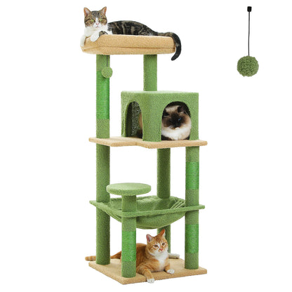 Five Level Cat Tree For Indoor Cats With Metal Frame And Cozy Big Top Perch, Adorable Hammock Condo 😺🐾