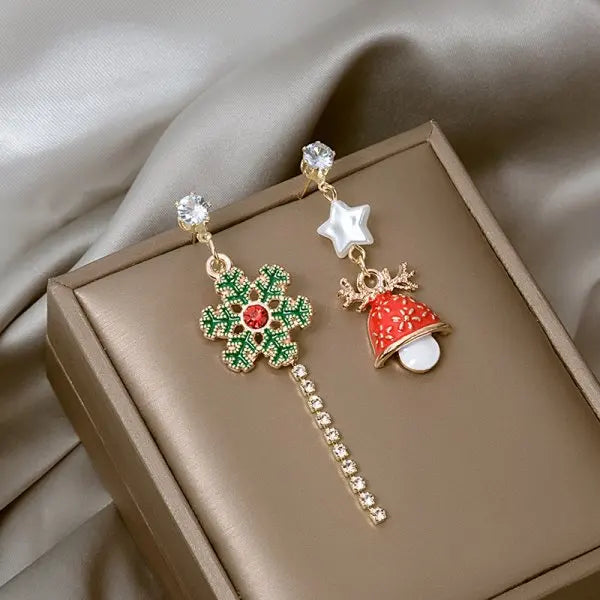 Christmas Red Bow Snowflake Drop Earrings For Women Long Party Jewelry Gift 🎀❄️✨