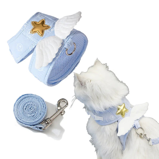 ✨ Angel Wing Pet Harness & Leash Set 🐾 Cute Custom Gear for Furry Friends! 🌈