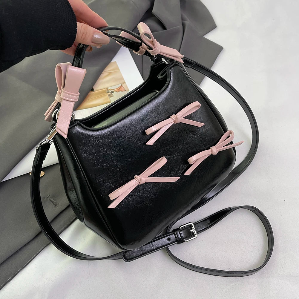 Kawaii Sweet Bow Mini Crossbody Bag 🎀✨ | Trendy PU Leather Tote for Girls | Aesthetic Clutch Handbag 💖