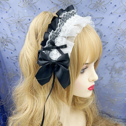 Cute Anime Maid Hair Hoop Headband Lolita Lace Flower Accessory Handmade 🎀🌸