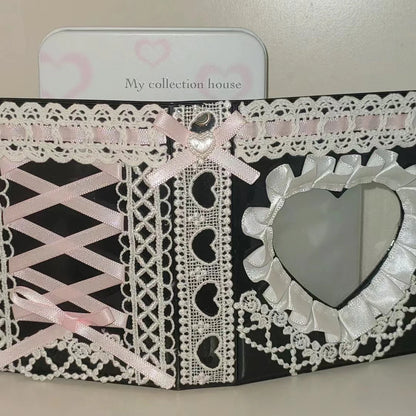 Ribbon Handmade Top Loader Binder Kpop Photo Albums 3-Inch Card Holder Cards Idol Instax Kawaii Poker Holder Sleeve Storage box
