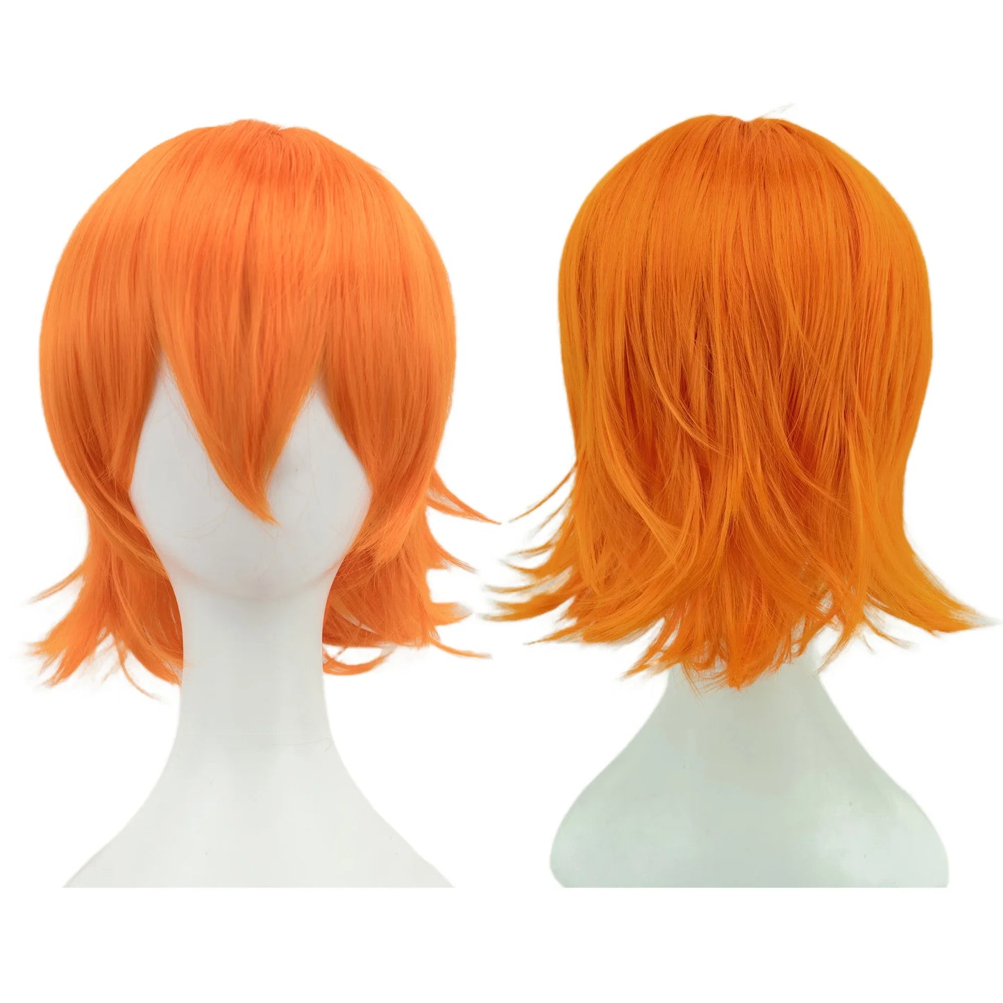 Synthetic Unisex 12 Inches Short Cosplay Bob Wig With Bangs Pink Blonde Orange Halloween Lolita Look 🎀✨